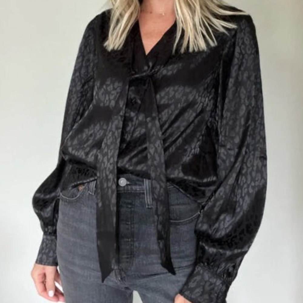 NWT Six Fifty Freya Black Leopard Print Blouse